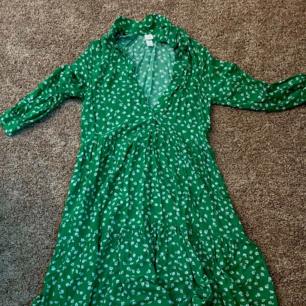 Green Floral Dress XS